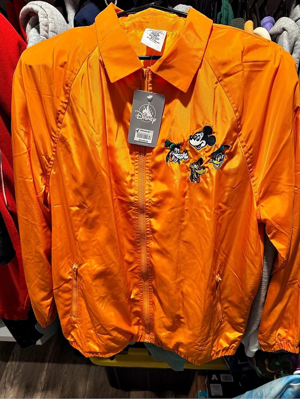 Disney Mickey and Friends Windbreaker Jacket Orange Windbreaker Size